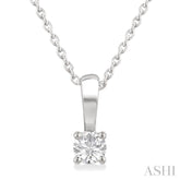 1/6 Ctw Prong Set Round Cut Diamond Solitaire Pendant With Chain in 14K White Gold
